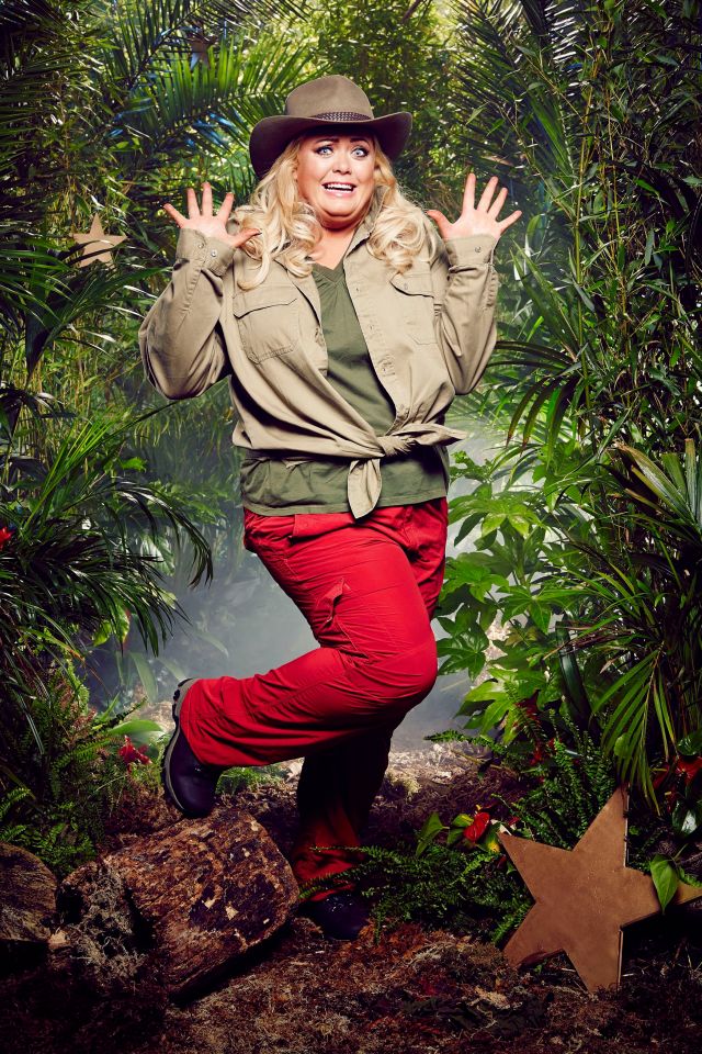 Gemma Collins, contestant on I'm A Celebrity...Get Me Out Of Here!, in jungle setting.