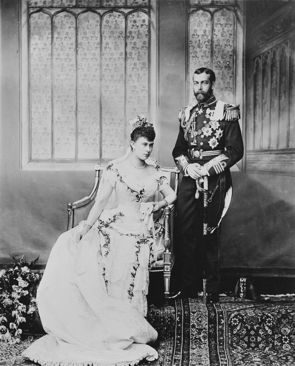 The Duke of York and Princess May of Teck on their wedding day, 1893 (Royal Collection Trust)