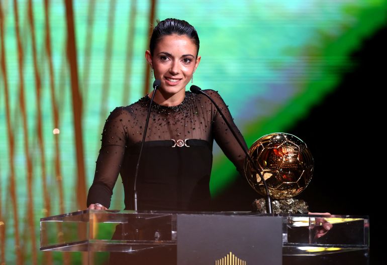 Barcelona's Aitana Bonmati after winning the women's Ballon d'Or 
