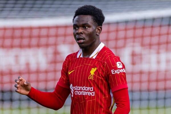 KIRKBY, ENGLAND - Saturday, August 24, 2024: Liverpool's Wellity Lucky during the Premier League 2 Division 1 match between Liverpool FC Under-21's and Leicester City FC Under-21's at the Liverpool Academy. Leicester won 2-1. (Photo by David Rawcliffe/Propaganda)