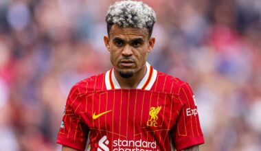 LIVERPOOL, ENGLAND - Saturday, September 21, 2024: Liverpool's Luis Díaz during the FA Premier League match between Liverpool FC and AFC Bournemouth at Anfield. Liverpool won 3-0. (Photo by David Rawcliffe/Propaganda)