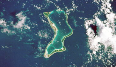 Diego Garcia coral atoll, seen from Space.