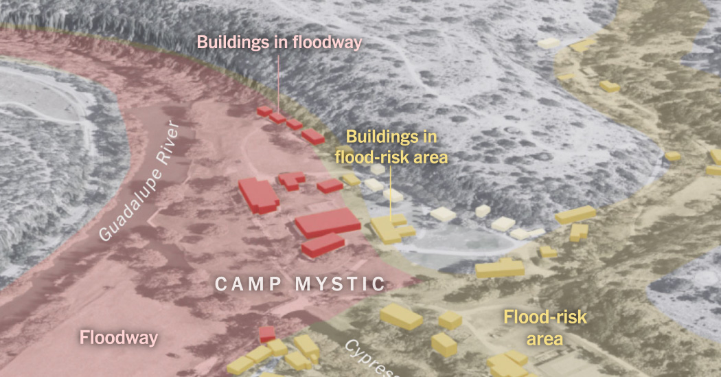 Texas Floods Analysis Shows Camp Mystic Cabins in Hazard Zones