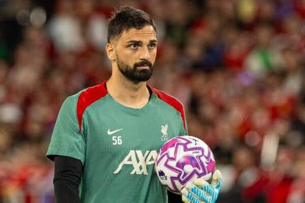 HONG KONG - Thursday, July 24, 2025: Liverpool's goalkeeper Giorgi Mamardashvili during a training session at the Kai Tak Stadium in Hong Kong ahead of the Hong Kong Football Festival 2025 pre-season tournament, on Day Four of the club's Asia Tour. (Photo by David Rawcliffe/Propaganda)