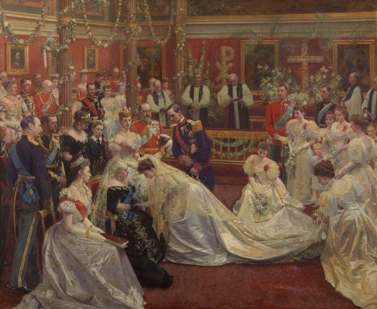 Laurits Tuxen's painting of the wedding of Princess Maud of Wales and Prince Carl of Denmark, 1897 (Royal Collection Trust)