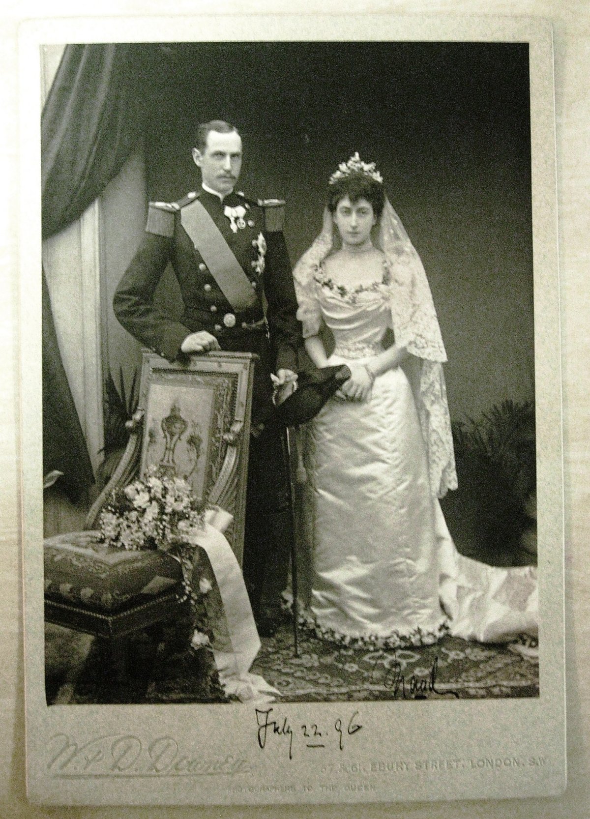 Prince Carl and Princess Maud on their wedding day in London, July 1896 (Royal Collection Trust)
