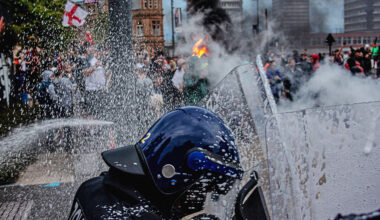A far-right protest in Sunderland, a city in England