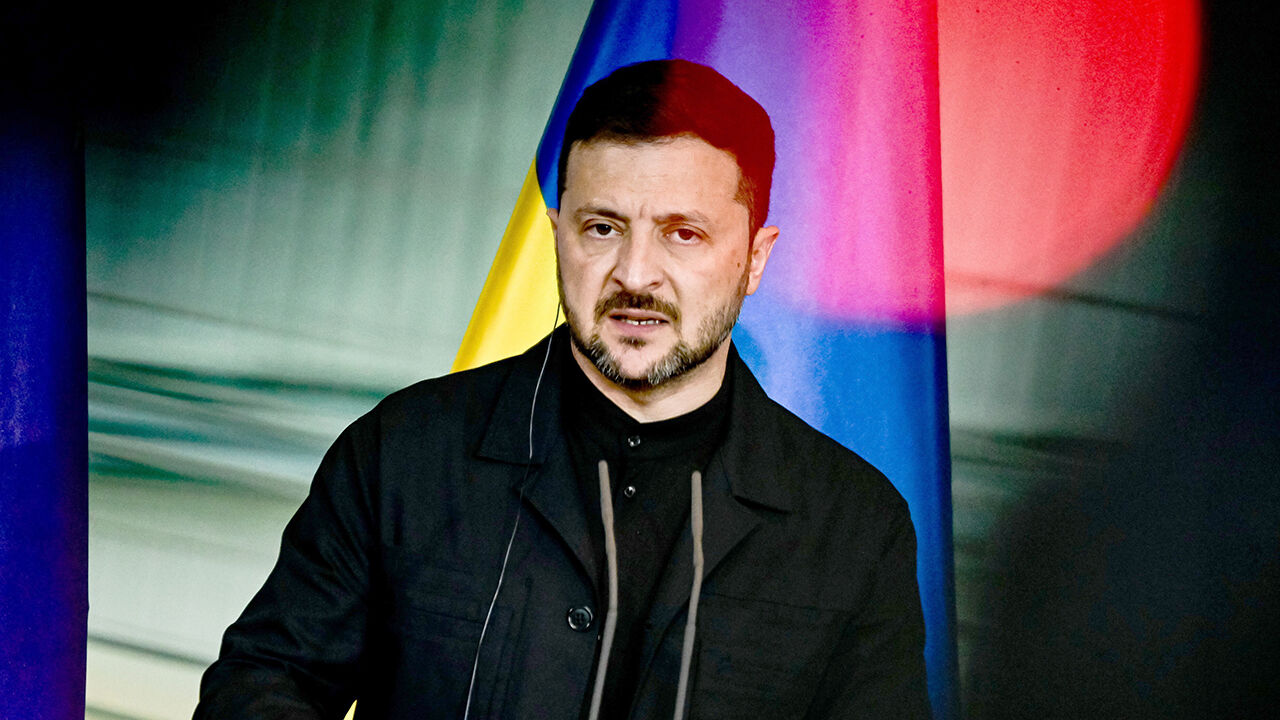 President Zelensky gives a press conference at the Federal Chancellery in Berlin, Germany