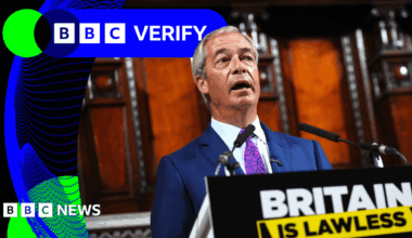 BBC Verify Live: Fact-checking Farage's crime speech