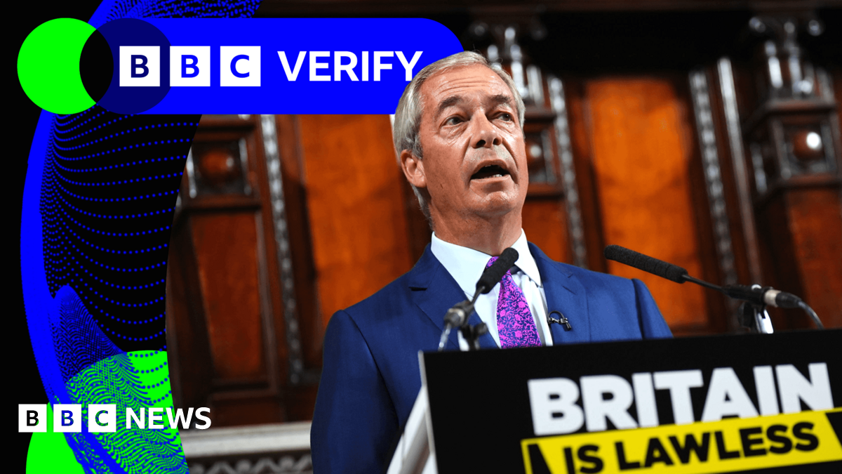 BBC Verify Live: Fact-checking Farage's crime speech