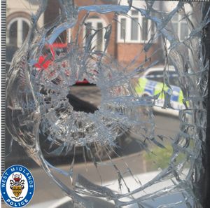 The shattered glass on Glendower Road, Perry Barr