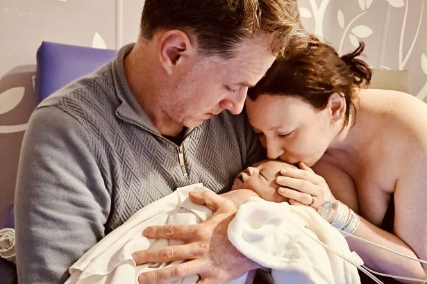 Emily Brazier, Rhodri Thomas and their baby daughter Liliwen who died hours after being born 