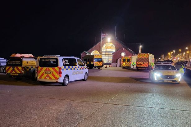 Emergency vehicles during the rescue