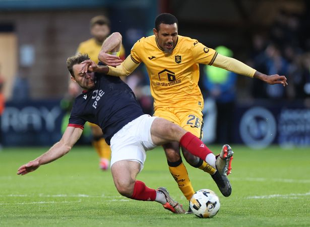 Ross County's Connor Randall and Livingston's Cristian Montaño
Ross County v Livingston, William Hill Premiership Play-Off Final, Second Leg, Football, Global Energy Stadium, Dingwall, Scotland, UK - 26 May 2025