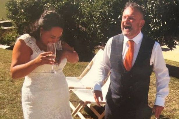 Happy couple on their wedding day