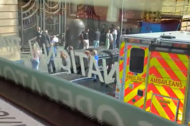Ambulances were pictured outside the court.
