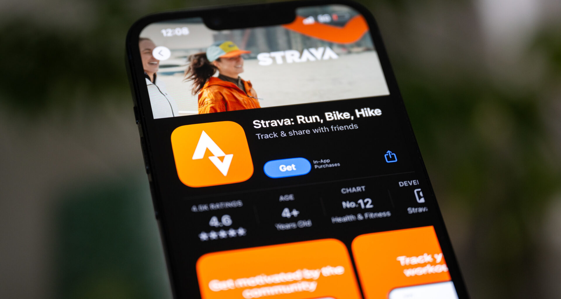 the Strava app in the app store