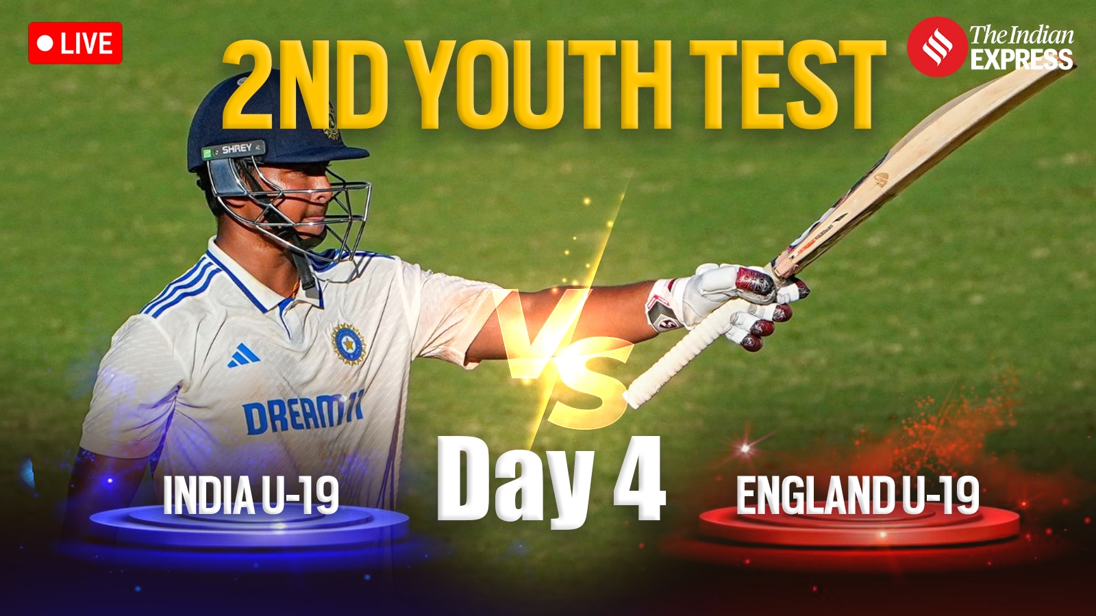 IND U-19 vs ENG U-19 2nd Test: Follow India U-19 vs England U-19 2nd Youth Test happening at the County Ground in Chelmsford.