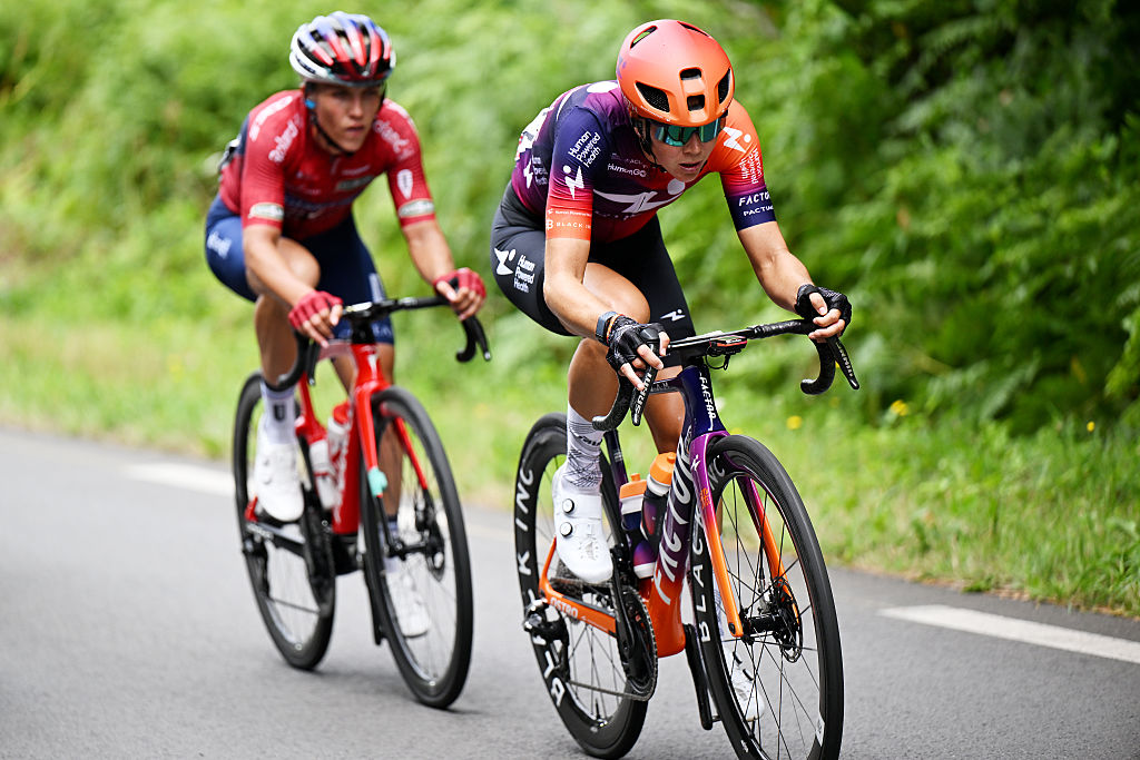 QUIMPER , FRANCE - JULY 27: Thalita De Jong of Netherlands and Team Human Powered Health competes during the 4th Tour de France Femmes 2025, Stage 2 a 110.4km stage from Brest to Quimper / #UCIWWT / on July 27, 2025 in Quimper, France. (Photo by Szymon Gruchalski/Getty Images)