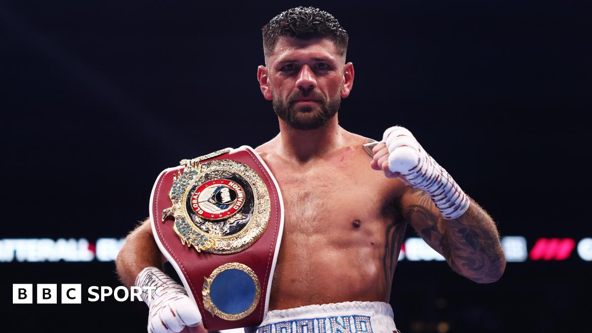 Joe Cordina with the WBO global lightweight title belt