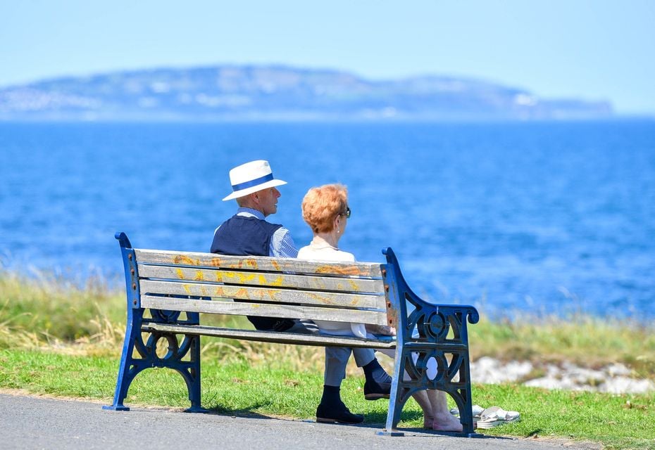 People in Bangor enjoying the sunny weather