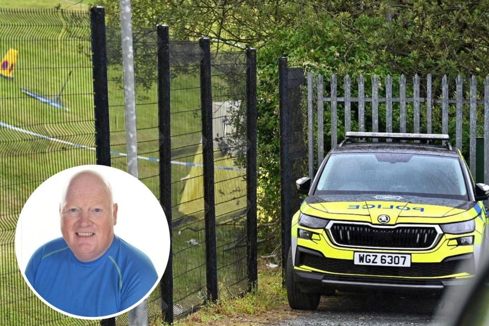 Police at the scene of a sudden death in Killyclogher. Photo: Alan Lewis. And (inset) Paul Corrigan