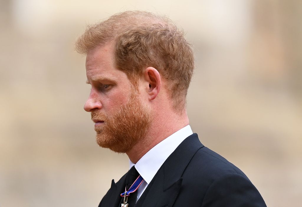 Prince Harry joined the Procession following the State Hearse carrying the coffin of Queen Elizabeth II