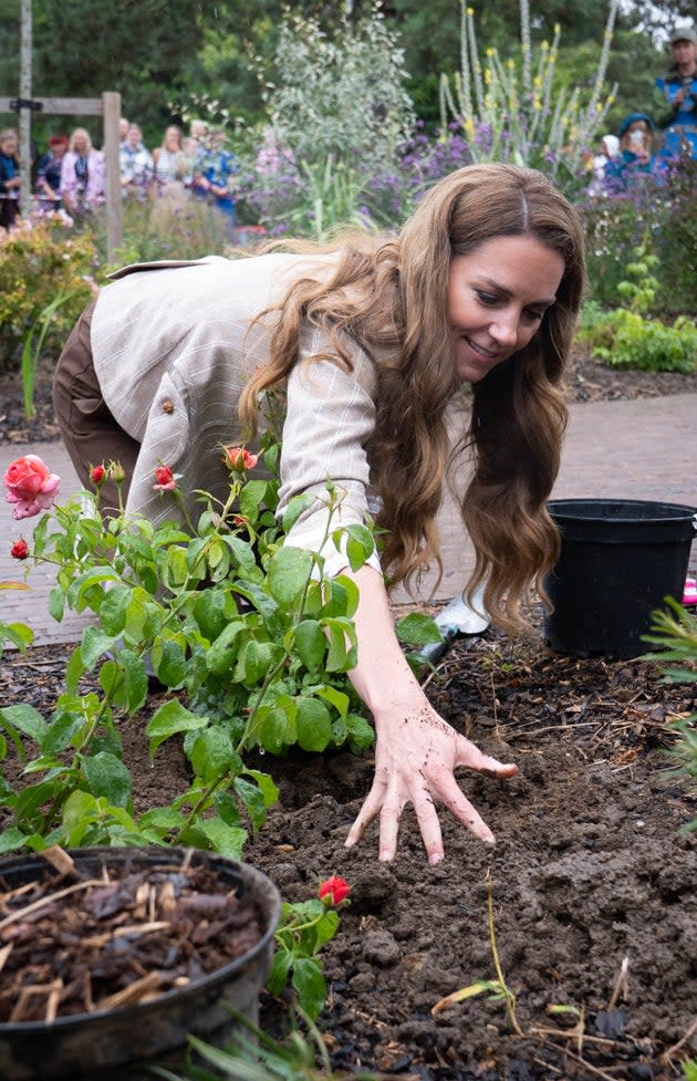 As part of her visit, the Princess of Wales helped plant several 