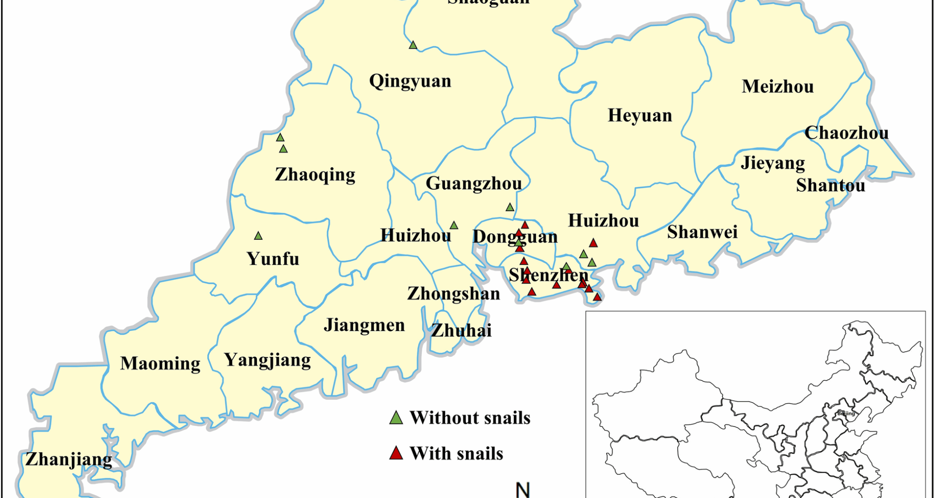The morphology, genetic structure, and haplotype distribution of the invasive freshwater snails Biomphalaria straminea and Physa acuta in Guangdong, China | Tropical Medicine and Health