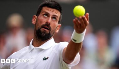 Novak Djokovic serves
