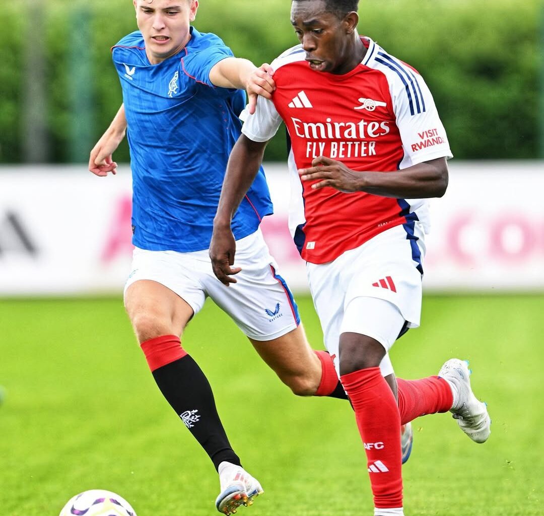 Reece Clairmont playing for Arsenal (Photo via Clairmont on Instagram)
