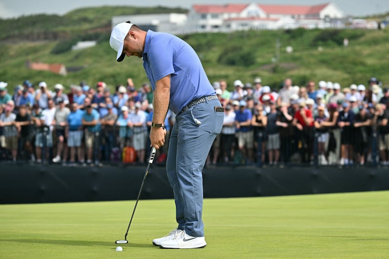 US golfer Chris Gotterup putts on the sixth green on day four. Photograph: Andy Buchanan/Getty