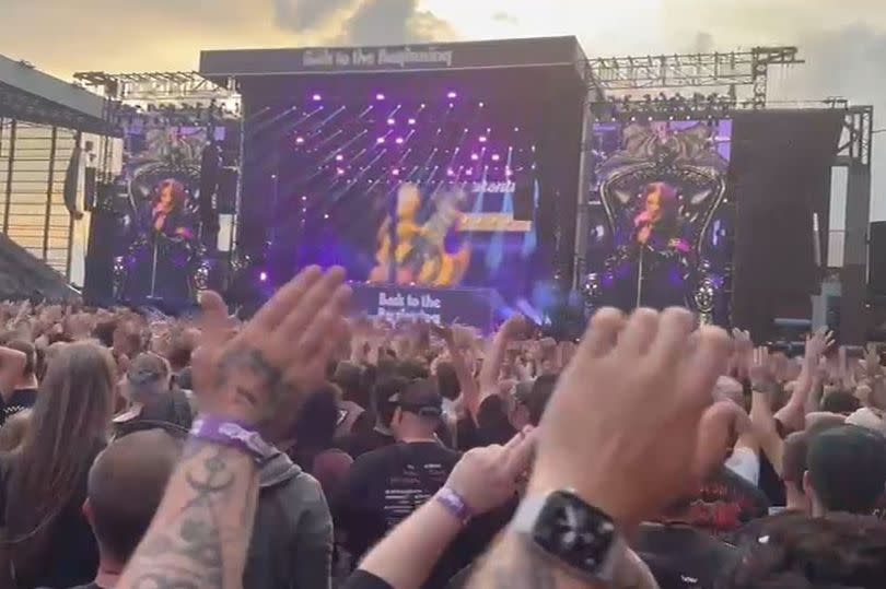 Ozzy Osbourne on stage at Villa Park