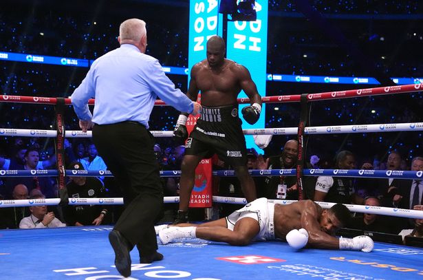 Anthony Joshua after being knocked out by Daniel Dubois in the fifth round of their September 2024 matchup