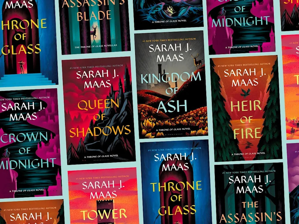 A collage in the books of the "Throne of Glass" series.