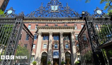 A view of the gates at Columbia University