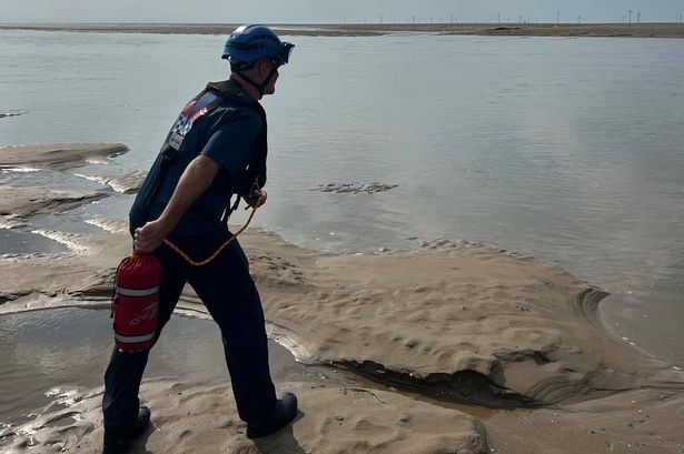 Teams responded to reports of a group cut off by the incoming tide near Leasowe Lighthouse