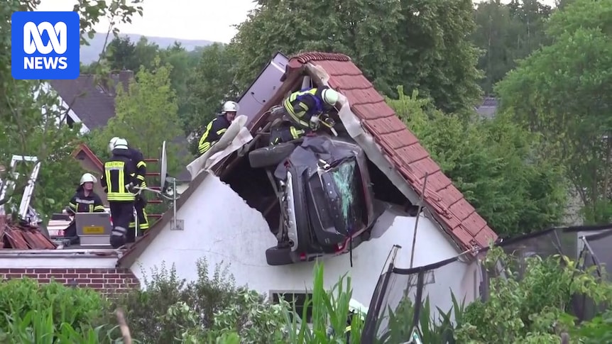 Car crashes into barn roof in Germany, child among seriously injured