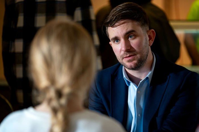 Callum looking concerned as he speaks to Lexi in EastEnders