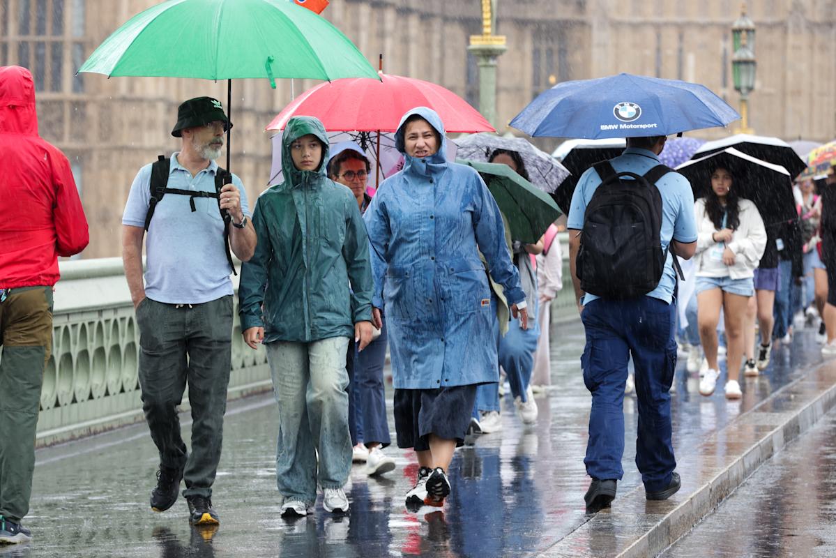 Maps show where rain will hit UK as parts of country set to receive half a month's rainfall in 24 hours
