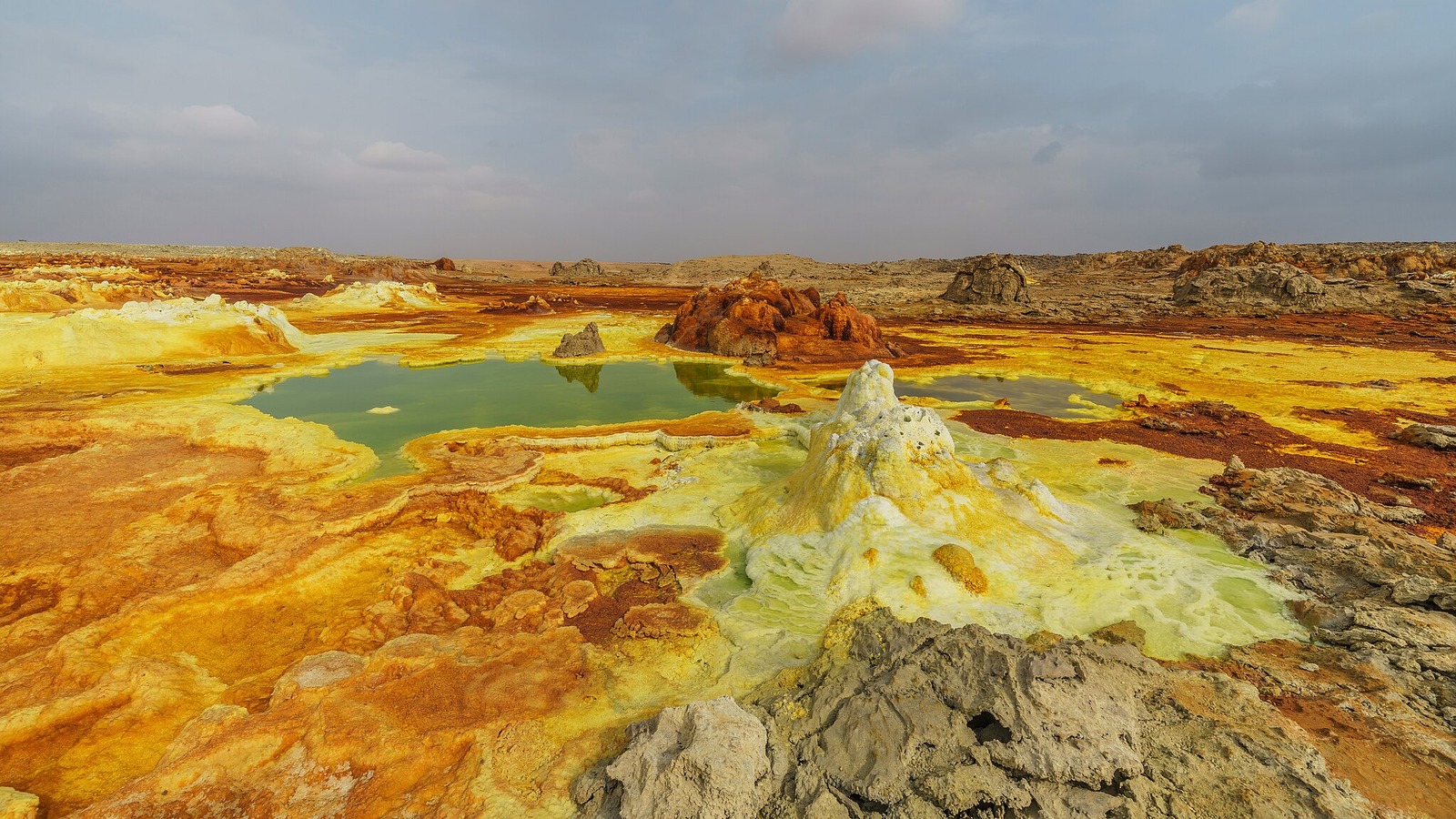 A photo of a volcanic landscape