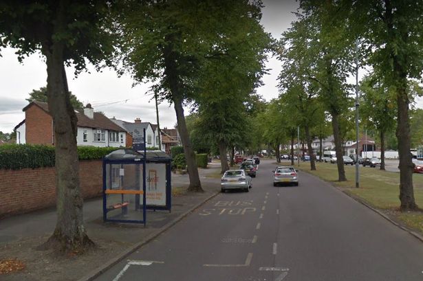 A general view of a bus stop on Robin Hood Lane in Hall Green