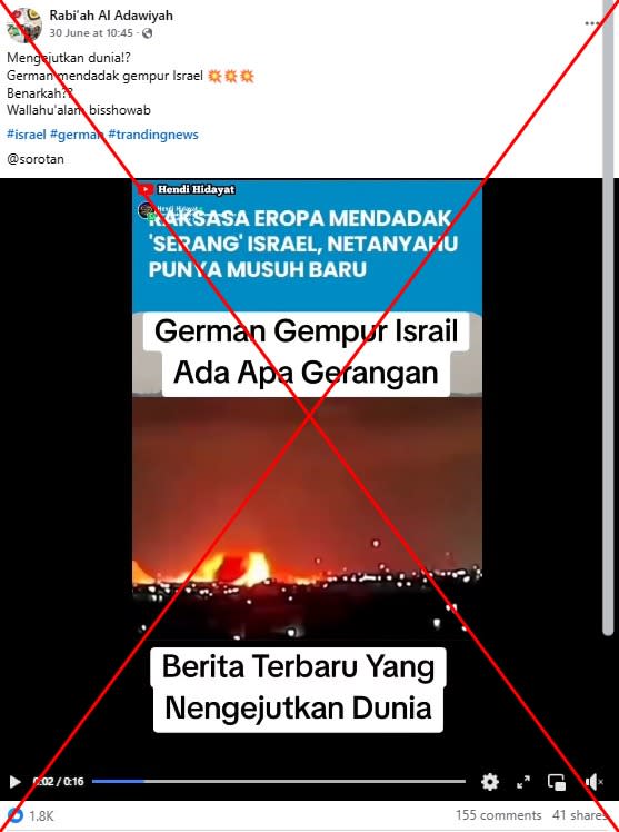 <span>Screenshot of false post with red X added by AFP, taken on July 16, 2025</span>