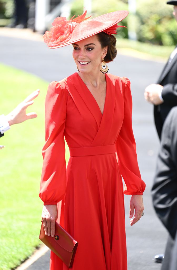 Kate Middleton, the Princess of Wales attends day four of Royal Ascot 2023 at Ascot Racecourse on June 23, 2023 in Ascot, England, wearing a red dress