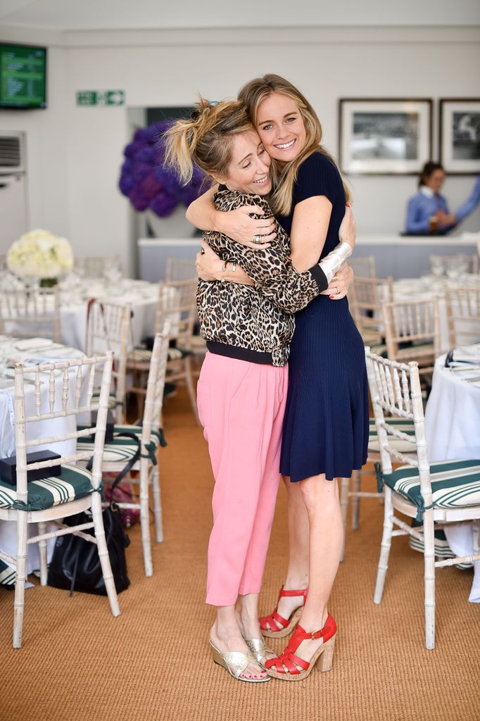 A photo of Cressida Bonas hugging her sister Pandora