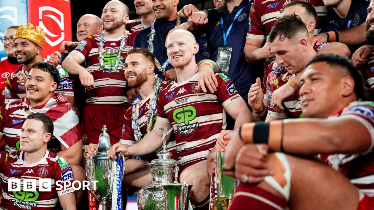Wigan Warriors celebrate winning the 2024 Super League Grand Final