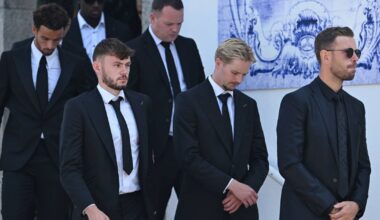 Liverpool squad say heartbreaking goodbye to Diogo Jota at team-mate's funeral | Football | Sport