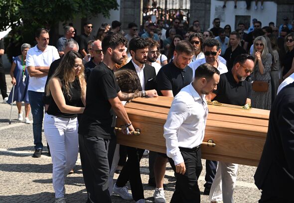 Diogo Jota's wife Rute Cardoso after the funeral of Diogo Jota and Andre Silva being held at Igreja Matriz de Gondomar in the to