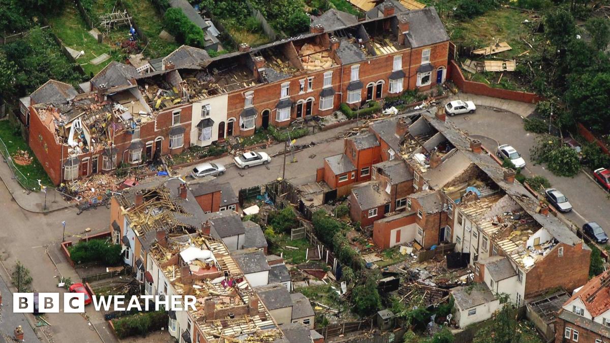 A photo of the damage to houses in the wake of the Birmingham tornado.