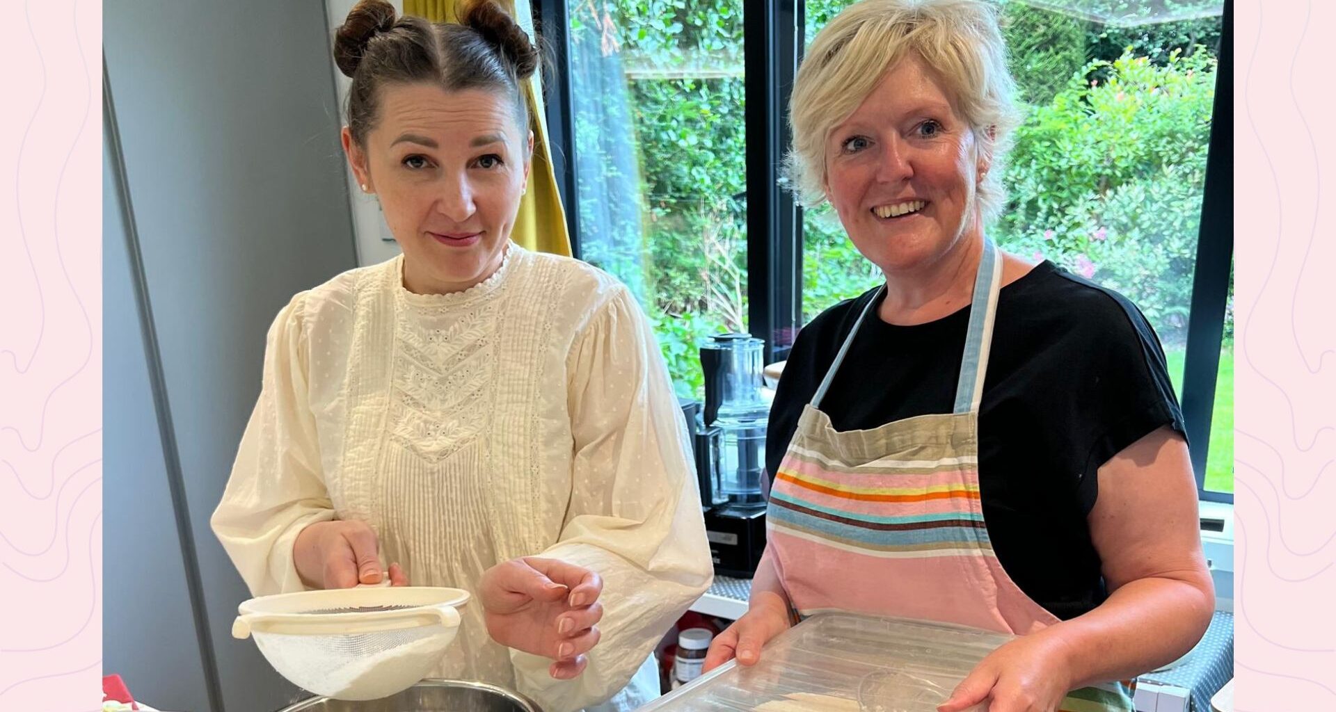Svitlana and Kara baking at home